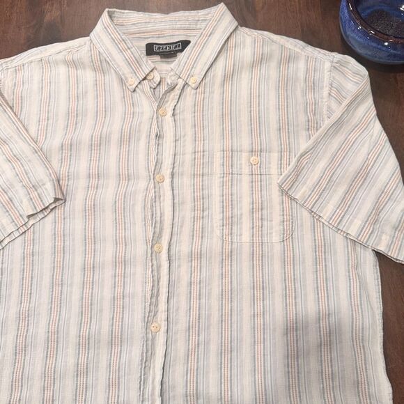 Ezekiel Striped Cotton Button Down Shirt XL | Surf Skater Style | Lightweight - Picture 2 of 7
